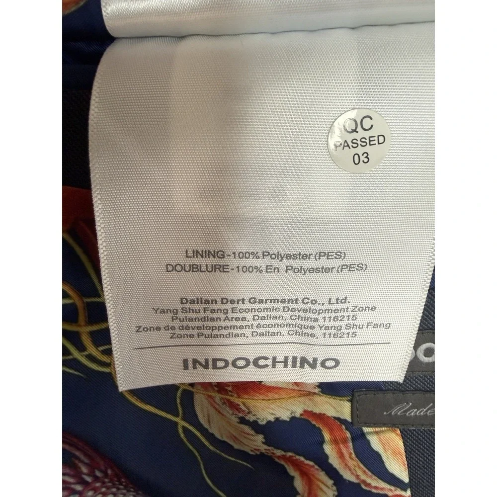 Indochino Luxury Wool Blazer Sportcoat 40R Navy Blue Jellyfish Lining Custom